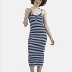 Striped Navy & White Tank Midi Dress